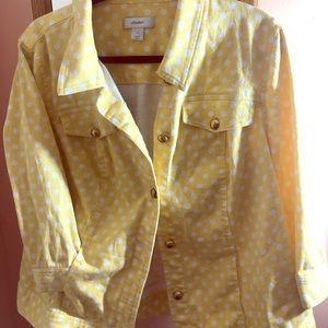 Yellow polka dot denim jacket